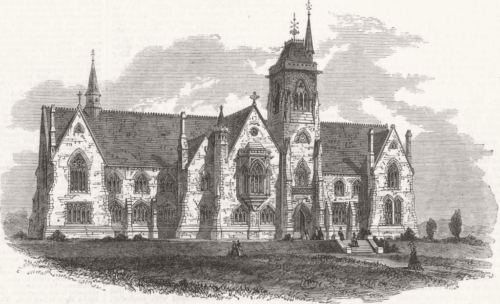 SOMT. Lansdowne College, Bath 1864 old antique vintage print picture